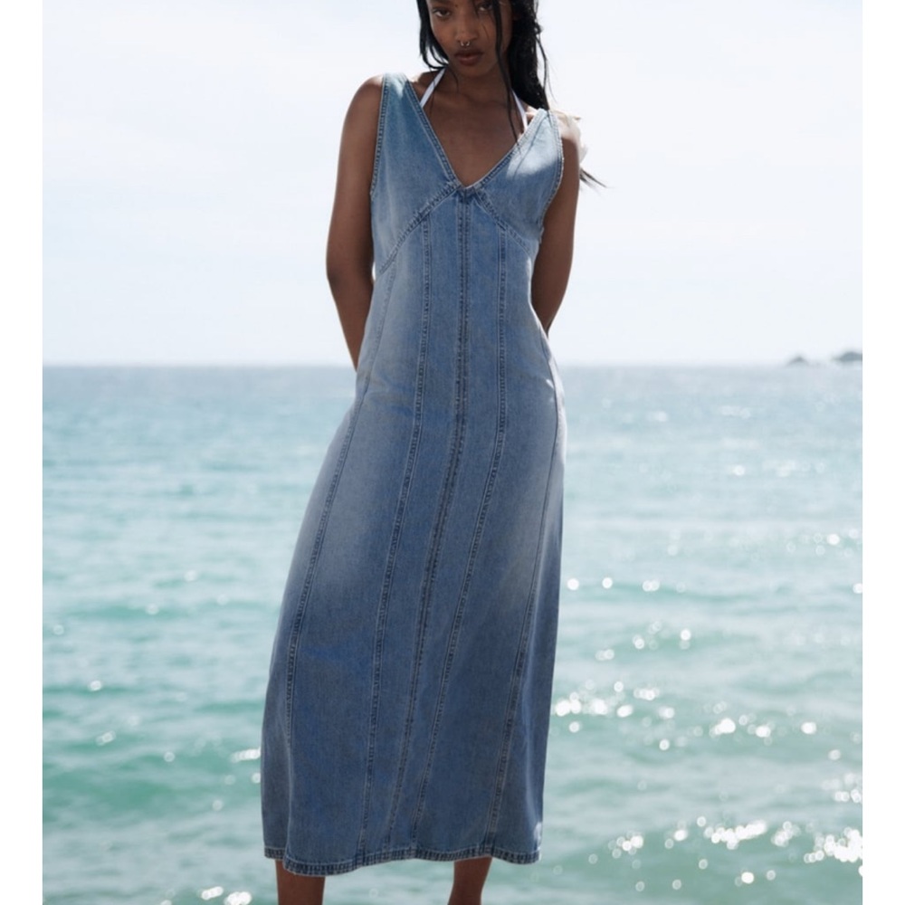 Zara denim midi dress